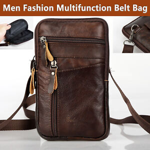 Leather Fashion Phone Pouch Belt Bag Men Shoulder Crossbody Waist Pack Handbag