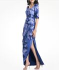 Kay Unger Blue Lavender Octavia Floral Column Gown Size 4 Long Dress