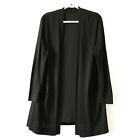 Lafayette 148 New York Black Womens Long Sleeve Open Front Cardigan Size XL