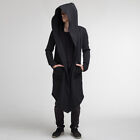 Mens Solid Hoodie Long Jacket Cardigan Casual Trench Cloak Cape Coat Outwe〕