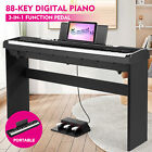 Black Full 88Key Weighted Digital Piano Hammer Electronic Keyboardw/Stand+3Pedal