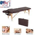 2-Fold Massage Table Bed Facial Spa Salon Bed Adjustable Portable Coffee 84''