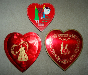 3 Vintage Empty Heart Shaped Valentine Candy Boxes