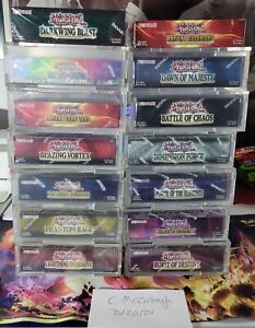 Vintage Yu-Gi-Oh Sealed 14 Booster Box Lot With Acrylic Cases