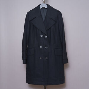 GUCCI Mens SMALL BLACK Coat Jacket Wool Double Breasted Overcoat UK 34 EU 44 XS