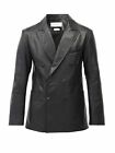 Men's Real Leather Blazer Genuine Lambskin Leather Double Breasted Stylish Coat