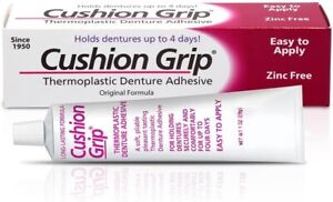 Cushion Grip Thermoplastic Denture Adhesive 1 Oz - 100% Waterproof & Zinc Free