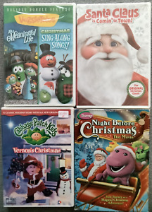 DVD (4) XMAS PACK - CHRISTMAS SANTA COMING TO TOWN VEGGIE TALES BARNEY CABBAGE
