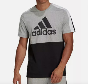 adidas Men's 3XLT Tall 3 Stripes Colorblock Logo Short Sleeve T-Shirt Black/Gray