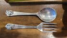 Vintage STERLING SILVER BABY SPOON AND FORK SET w/ ROOSTER in Relief