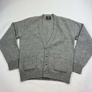 Vintage Jantzen made USA Gray Cardigan Sweater Size Large Grunge Grandpa Knit