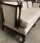 Vintage Victorian Sofa Couch Hand Carved Mahogany White Antique Hollywood 7’ Ft