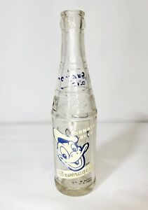 Rare Vintage Donald Duck Beverages Glass Soda Bottle Pop Advertising