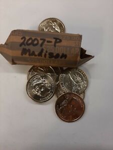 Roll (25 Coins) 2007-P James Madison Dollars - Brilliant!