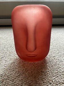 Red Glass Vase With A Face
