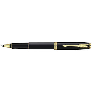 Parker  Sonnet Rollerball Pen Lacquer Black & Gold   In Box 1931496 France *