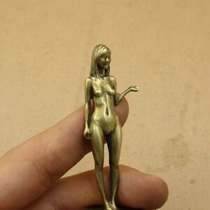 Pure Brass Lady Girl Statue Figurine Beauty Tea Pet Ornament Antique Miniature
