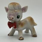 Vtg Red Bow Tie Cow Calf  Figurine Christmas Valentines 1950s Anthropomorphic 3