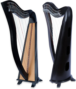 Midwest 22 Strings round Irish Style Black Lever Harp with Bag, Tuning Key and S