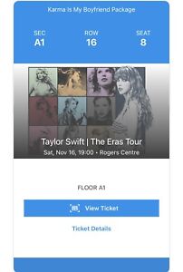 1 Ticket Taylor Swift  11/16/24 Rogers Centre Toronto, ON SEC A1  ROW 16 SEAT 8