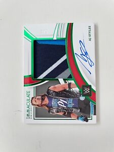 New ListingAJ STYLES 2022 PANINI IMMACULATE WWE PATCH AUTO 4 CLRS EMERALD PARALLEL #1/5