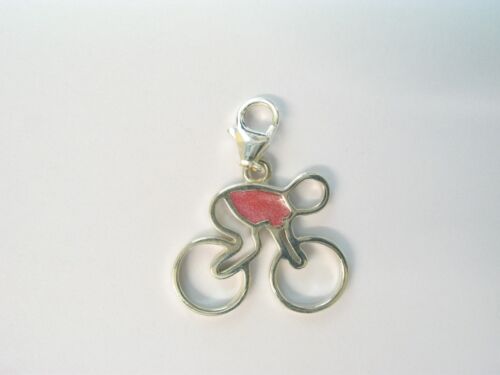 SOLID SILVER AND ENAMEL CHARM - CYCLE / BIKE DESIGN 'GIRO' PINK JERSEY (TR)