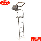 Deluxe 16' Ladder Tree Stand Flip-Up Padded Steel Mesh Seat Deer Game Huntings