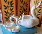 Vintage Hull Signed Ceramic Swan Serving Dish Spoon Holders Center Piece Set