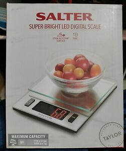 SALTER Kitchen Food Super-Bright Scale LED Digital Stainless Steel W/ Box Tested