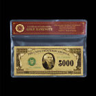 Color $5000 Dollar Gold Plated Banknote with Sleeve Collectible Souvenir Gifts