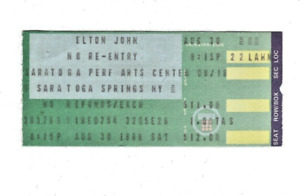 Elton John 1986 Ticket Stub Saratoga Performing Arts Ctr 8/30/86