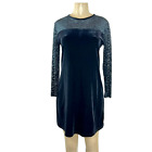 1990s Dress Vintage Size 8 P Black Velvet Burnout Illusion Sleeve Whimsigoth