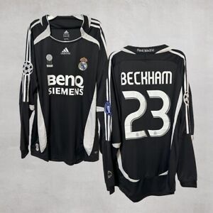 2006/07 #23 Beckham Real Madrid UCL Black Shirt Long Sleeve Jersey BNWT Adidas L