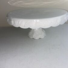 Westmoreland 11 Inch Milk Glass Skirted Grape Design Pedestal Cake Stand Plate 