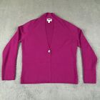 Charter Club Cardigan Sweater Womens M Fuchsia 2 Ply 100% Cashmere 1 Button
