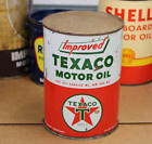 NOS FULL ~ NICE ~ early 1950s era TEXACO IMPROVED MOTOR OIL Old 1 qt. Metal Can