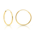 14K Real Solid Yellow Gold Round Endless Hoop Earrings 1mm Tube Hoops Ear Rings