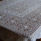 New ListingVintage Rect Tuscany Filet Lace Tablecloth White Floral Geometric 54 x 73