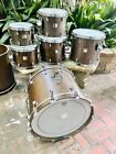 New Listing6pc Yamaha Maple Custom Absolute Black Marble Drum Set w/SKB Cases and Hardware