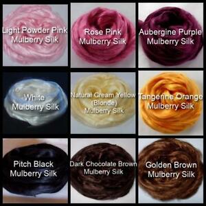 Mulberry or tussah silk roving for spinning felting fiber doll hair 0.5oz/15g