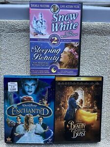 Lot Of 3: Live-Action Princess/Disney DVDs Enchanted Beauty & Beast Snow White