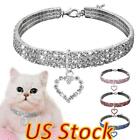 US Pet Accessories Kitten Cat Rhinestone Collar Puppy Dog Necklace Charm Pendant
