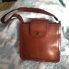Vintage Fossil brown leather turnlock handbag