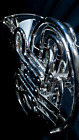 SLIGHTLY USED HUNTER DOUBLE FRENCH HORN SOLID NICKEL WITH CASE & MOUTHPIECE