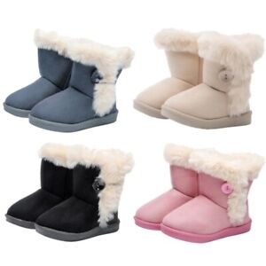 Girls Boys Winter Shoes Toddler/Little Kid Fur Lining Snow Boots Warm Flat Outdo