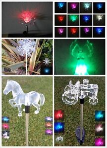 Set of 4 Garden Decoration Solar Powered Color Changing Pathway Lawn Stake Light