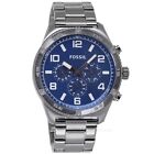 FOSSIL Brox Mens Multifunction Watch, Large Blue Dial Smoke Gray Stainless Steel