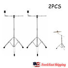 2 x Adjustable Cymbal Stand Straight & Boom Cymbal Support Holder Double Braced
