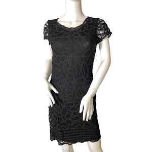 Black Lace Dress, Lined, Cap sleeves, Short Knee length, Cocktail, Ladies sz 4