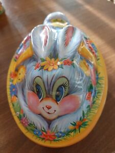 Vintage Pressed Plastic Bunny Easter Candy Container